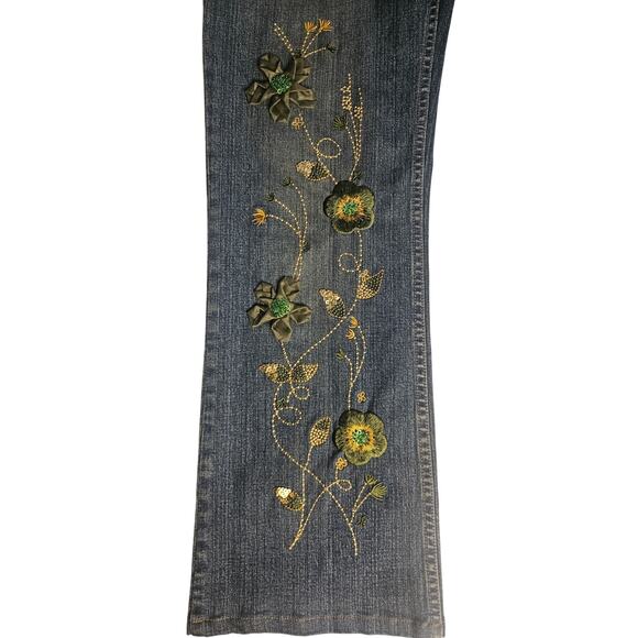 Vintage Willi Smith Floral Embroidered Jeans Size 8 Bootcut - Picture 4 of 8
